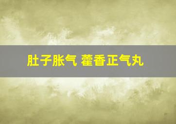 肚子胀气 藿香正气丸